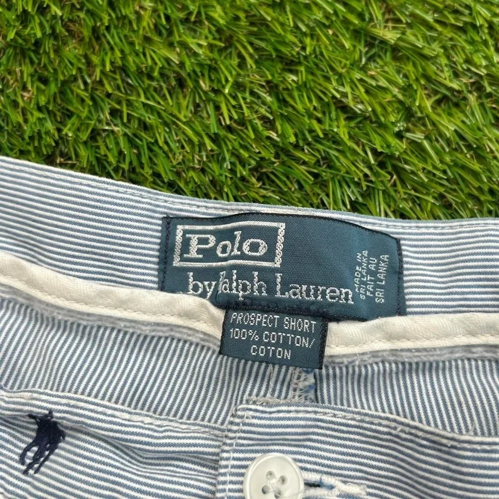 Polo Ralph Lauren Pony Print Prospect Shorts Mens 38 Blue Stripe Cotton Golf